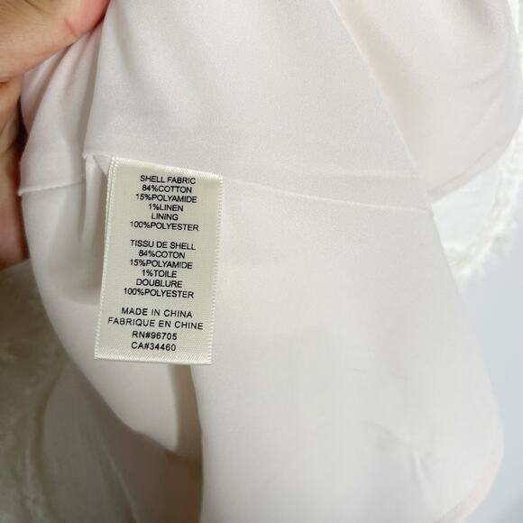 Rebecca Taylor 4 Snow Tweed V Neck Sleeveless Dress Striped Motif Cotton White - Picture 11 of 16